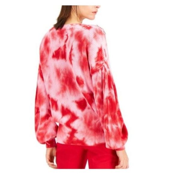 INC Bling Sweater Tie-dye Pullover Crew Neck Sweater Red Small - Picture 4 of 9